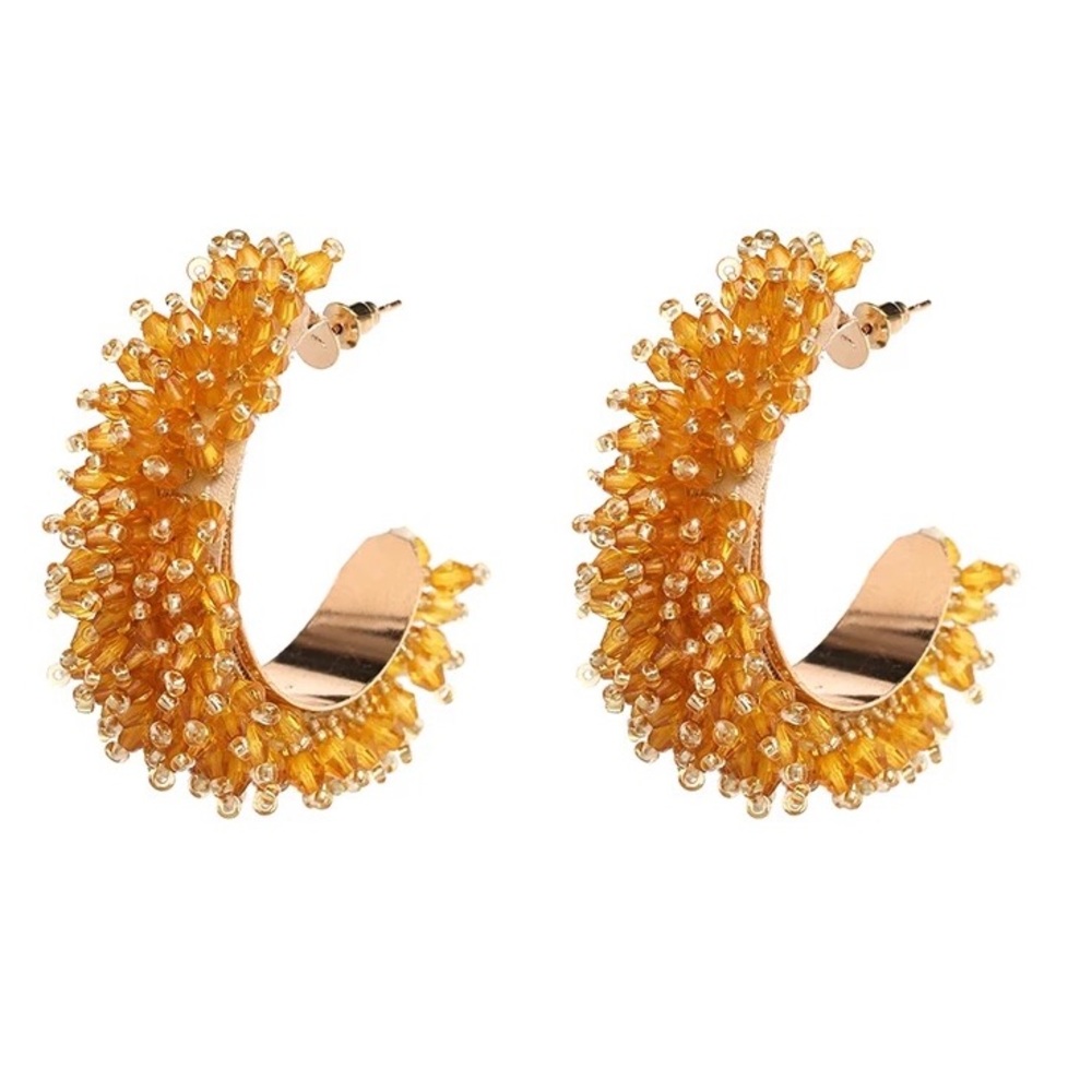 Crystal Beaded Hoop Earrings